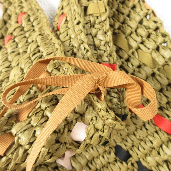 J. Crew Rafia and Ribbon Straw Shoulder Bag Size OS Woven Slouch - Picture 2 of 14